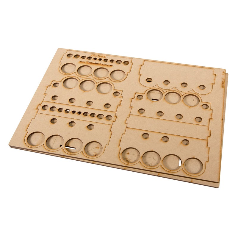 The Broken Token Modular Paint Half Rack w/ 26mm Holes - Multiple Organizer for Paint Bottles, Pots, and Brushes in Tiered Layout - Customize Your Pieces with Easy Organization & Access - Image 3